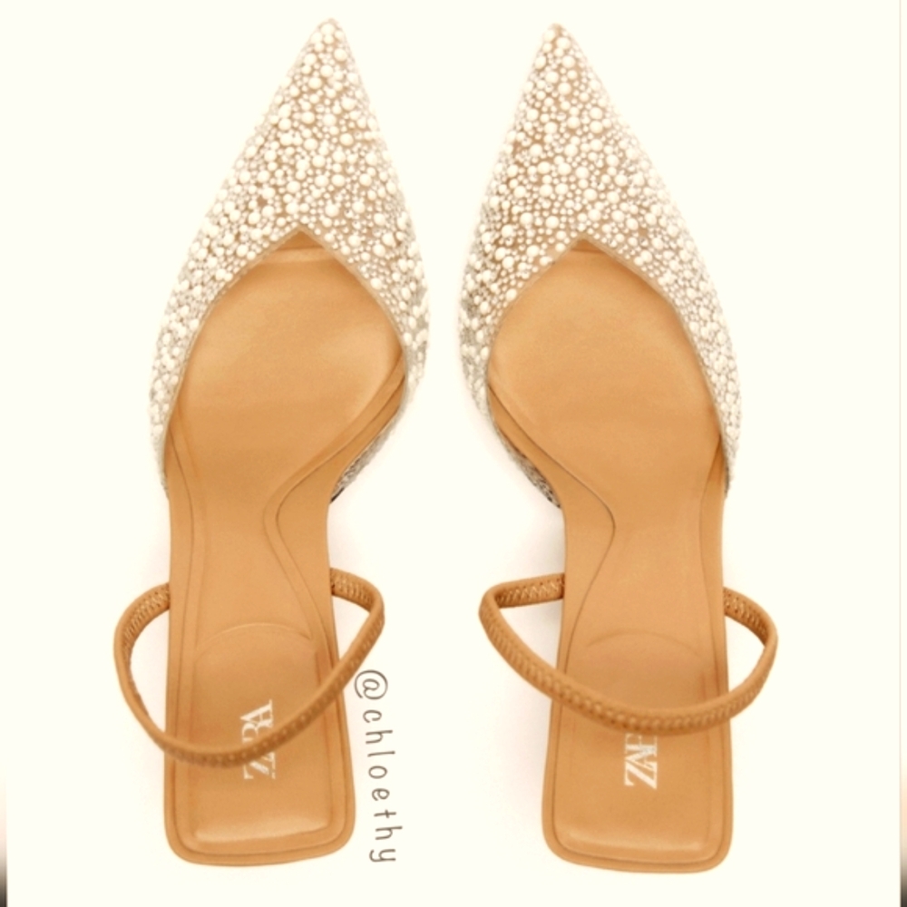 Zara Pearl Heel slingbacks